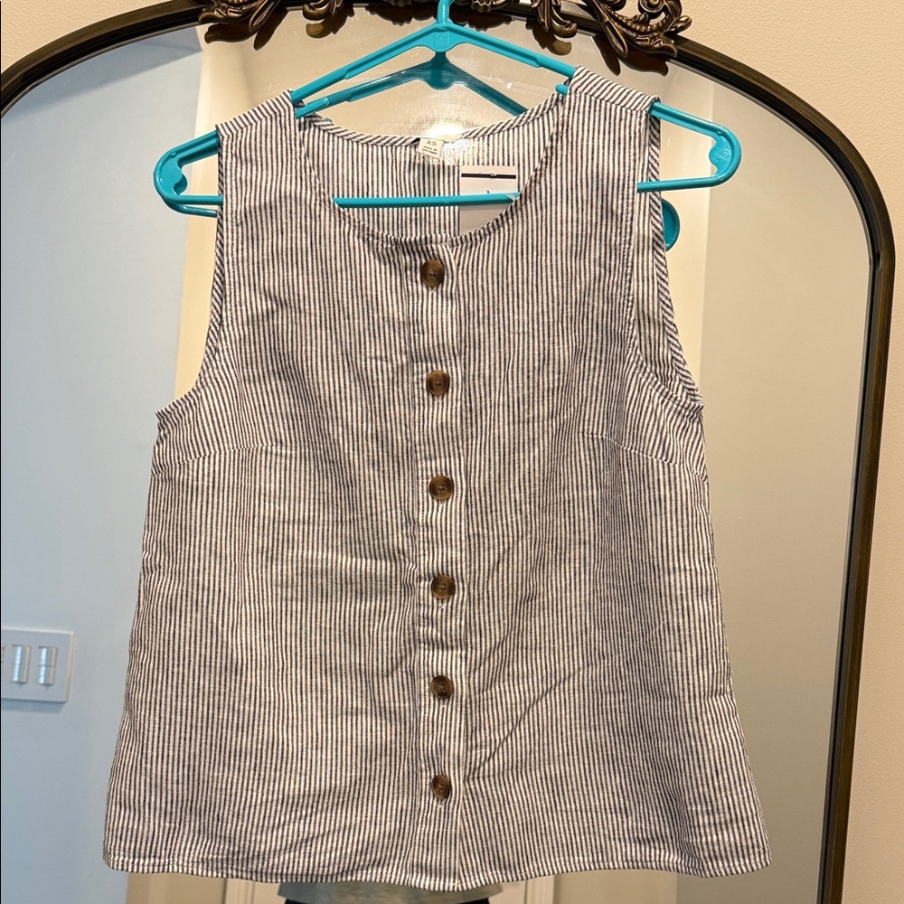 J. Crew black and White Striped Button-Front Tank XS